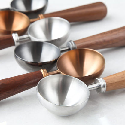 Easyworkz Retro Stainless Steel Coffee Spoon With Black Walnut Handle,10g - Measuring Spoon (Brushed gold)