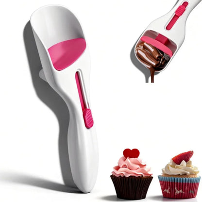 Cupcake Batter Scoop, Cupcake Scoop Batter Dispenser Sliding Button Baking Scoop Cake Dispensing Spoon for Baking, Pastry & Cake Decorating
