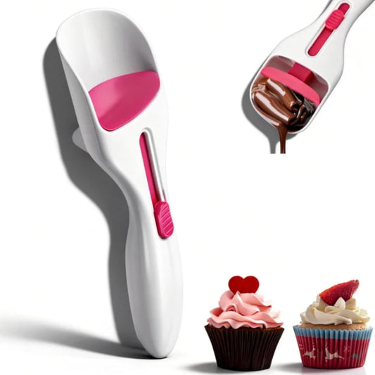 Cupcake Batter Scoop, Cupcake Scoop Batter Dispenser Sliding Button Baking Scoop Cake Dispensing Spoon for Baking, Pastry & Cake Decorating