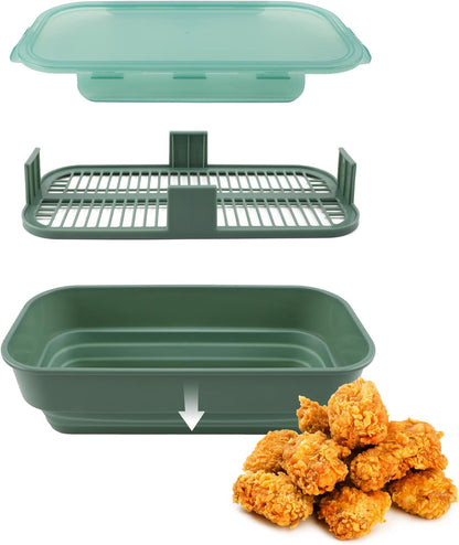 COOK WITH COLOR Collapsible Batter Bowl - Mess Free Breading Shaker Container - Great for Fried Fish, Fried Chicken, Onion Rings, Wings & More, Gray
