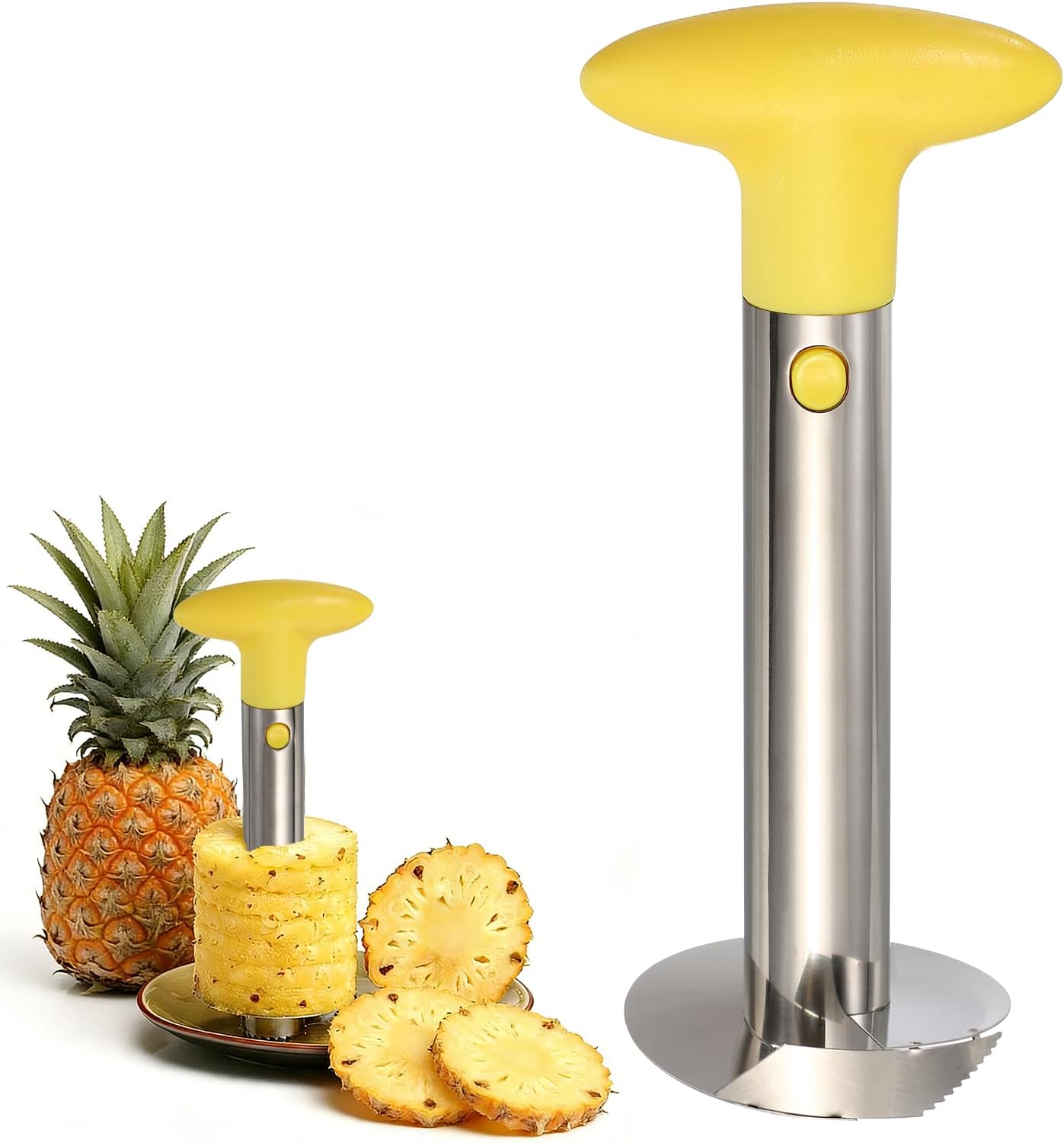uxcell 2 Pcs Pineapple Corer, 9.4x4.1 Inch Stainless Steel Upgraded Pineapple Core Remover Eye Removal Tool, Core Fruits for Home Kitchen, Green