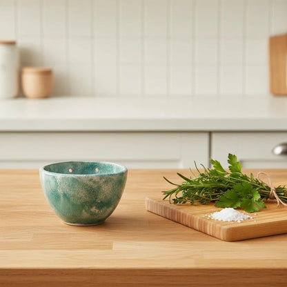 Herb Stripper Bowl, Herb Stripping Bowl with Multiple Hole Sizes to Separate Leaves from Stems (Blue)