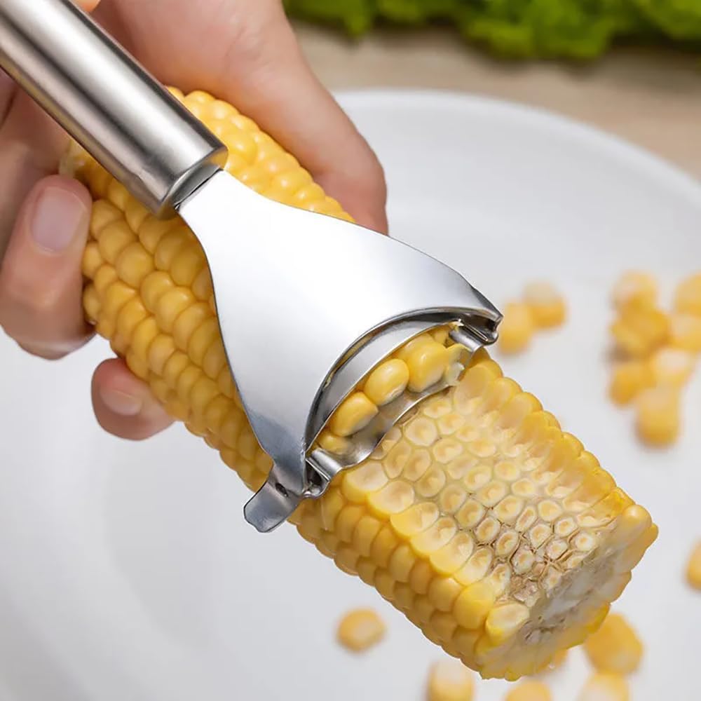 Corn Planer Cutter Thresher Peeler, Corn Thresher Cob Stripper Tool, Premium Stainless Steel Multifunctional Kitchen Grips Corn Planer Cob Cutter Kernels, with Hand Protect