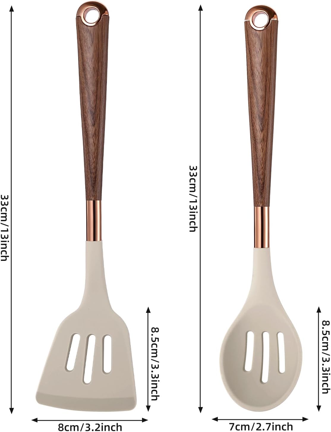 MANJIA Silicone Spatulas Set, Nonstick Silicone Spoon & Turner Spatula Set, Serving Spoon kitchen Spatula for Cooking Fish, Eggs,Flipper, Cooking Utensils Set 2pcs (white-spoons)
