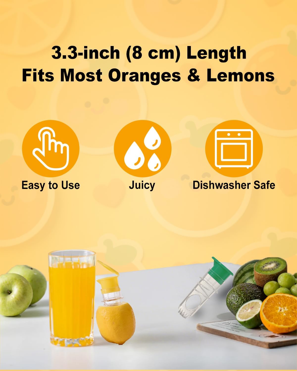 Lemon Squeezer - Manual Citrus Juicer with Screw-Top Lid & Built-In Filter, Dual-Use Lime/Lemon Press for Cocktails, Portable Hand Juicer (2-Piece Set, Yellow+Green)