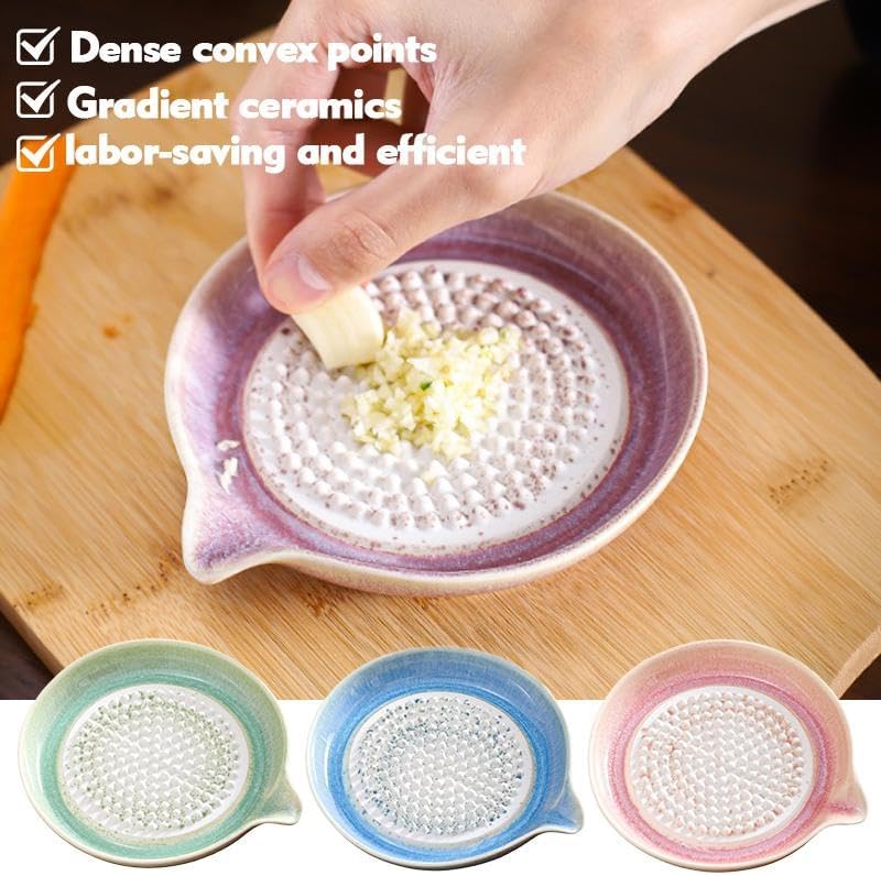 Premium Ceramic Garlic Grater Plate,Exquisitely Handcrafted Ginger Grater Plate,Modern Design Multipurpose Grinder Plates Burnishing Machine for Fruits Vegetables Ginger Garlic Onion (White)