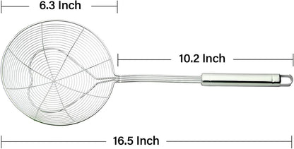 Eisinly Strainer Skimmer Spoon for Cooking and Frying, 6.3 Inches Strainer with Handle Stainless Steel Kitchen Utensils Fryer Scoop Spoon