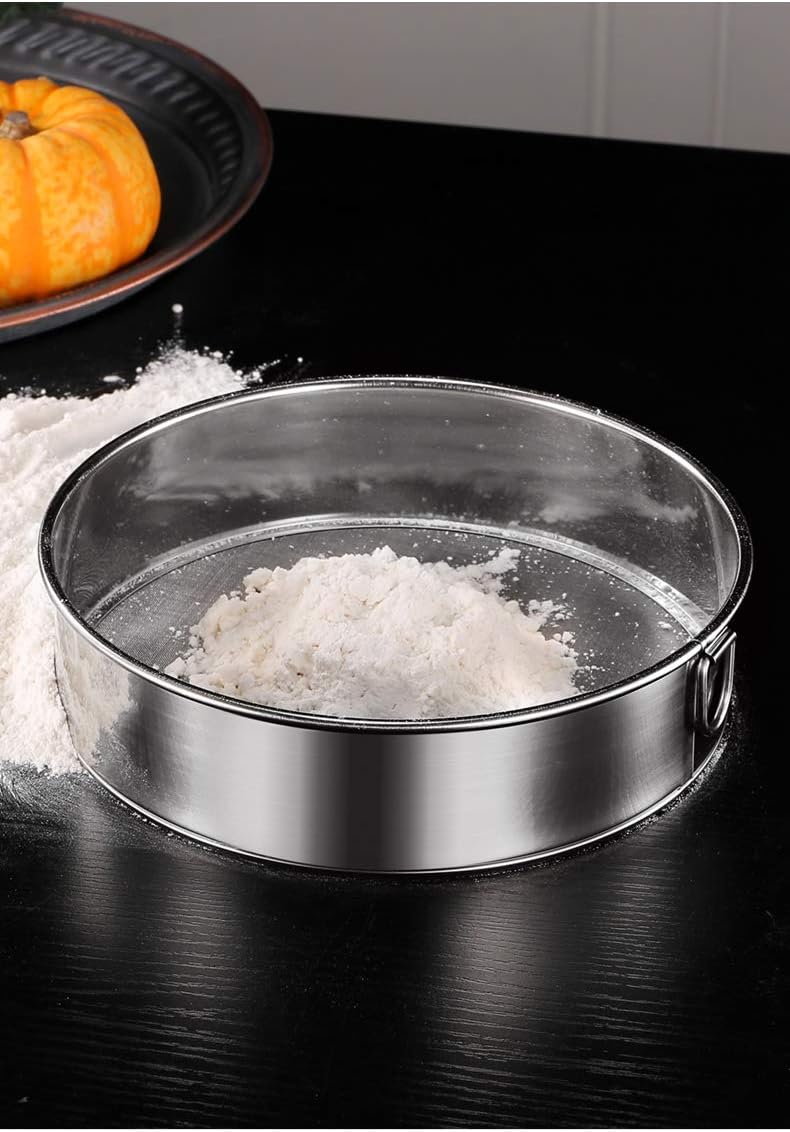 Flour Sifter Round Flour Sieve Strainer with 40 Mesh Premium Rustproof Stainless Steel Fine Mesh for Baking 7.87 inch x 1.97 inch