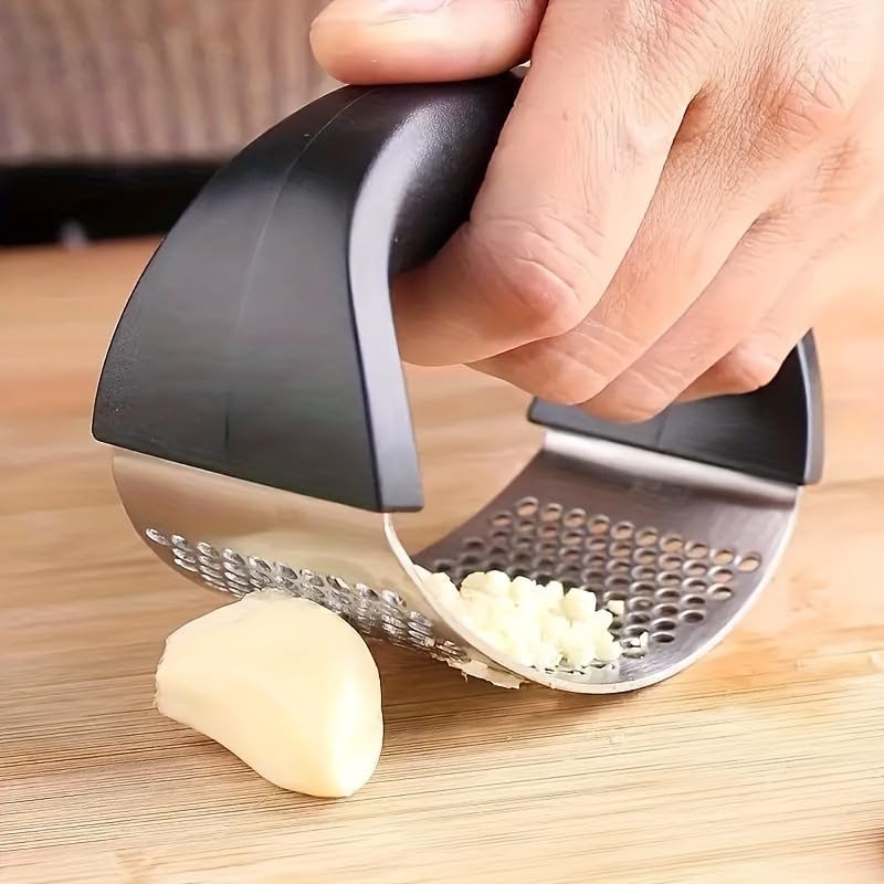 Garlic Press Rocker - One-Handed Stainless Steel Garlic Crusher & Mincer, Effortless Garlic Clove Smasher, Durable, Easy to Clean, Dishwasher Safe - Perfect for Cooking & Meal Prep