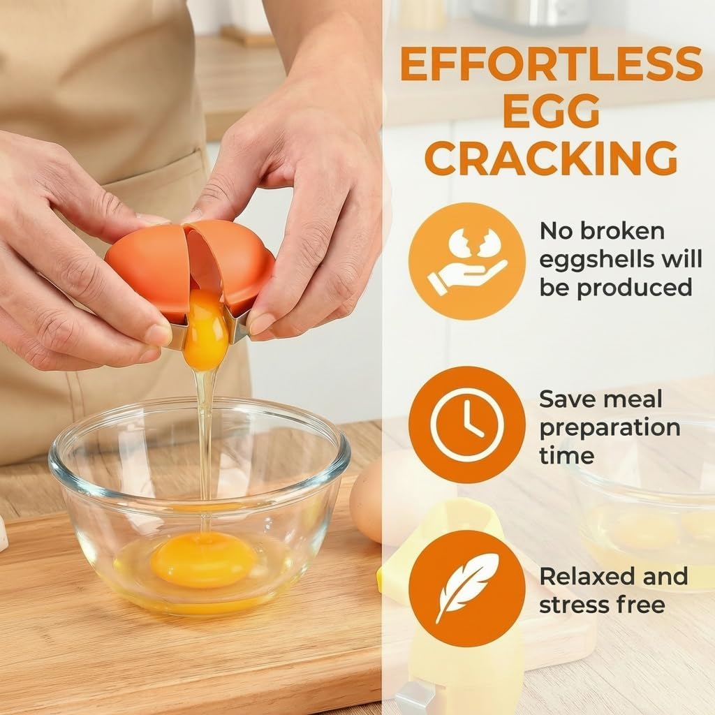 3PCS Egg Shell Opener, Egg Cracker Tool for Raw Eggs, Hard Boiled Egg Peeler for Easy Separate & Peel Eggs, Egg Separator for Cooks, Bakers Families
