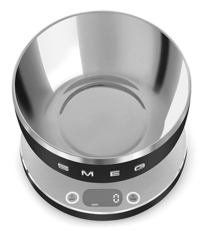 SMEG Contemporary Digital Kitchen Scale with Removable Bowl (Black)