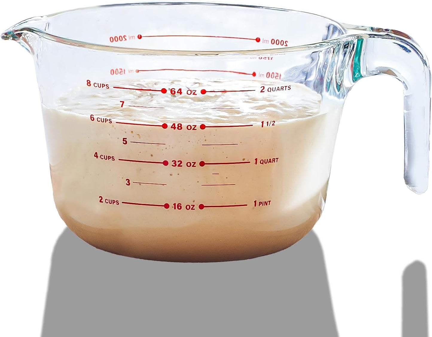8 Cup Large Glass Measuring Cup - Kitchen Mixing Bowl Liquid Measure Cups Glass Tupperware Bakeware Set, Punch Bowl, Batter Bowl.