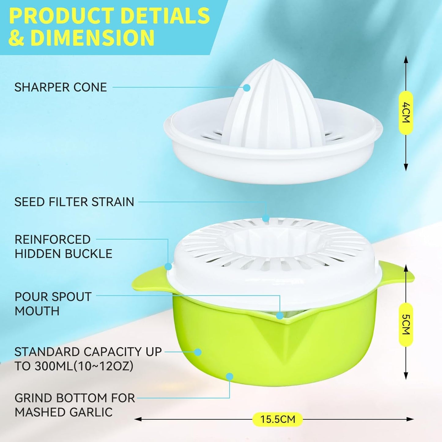 Citrus Juicer, Lemon Squeezer Orange Fruit Manual Hand Juicers with Pouring Spout, 250ml