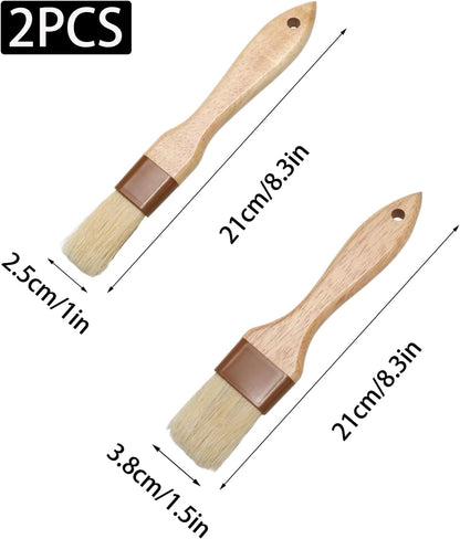 1 Inch Pastry Brushes for Baking, Natural Bristle Basting Brush, Kitchen Oil Brushes for Cooking, BBQ Sauce, Butter(1 Inch)