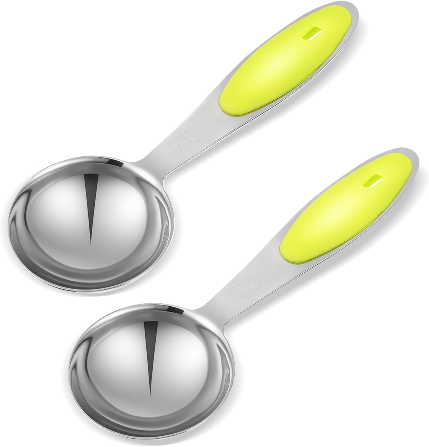 2Pcs Tablespoon Measuring Spoon 1 Tbsp (3 Tsp, 15ml, 1/2oz), Stainless Steel 1 Tablespoon Measuring Spoon with Green Silicone Grip, Perfect for Coffee Tea, Quick Efficient Cooking & Baking