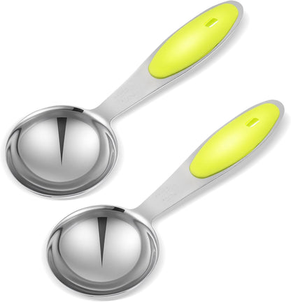 2Pcs Tablespoon Measuring Spoon 1 Tbsp (3 Tsp, 15ml, 1/2oz), Stainless Steel 1 Tablespoon Measuring Spoon with Green Silicone Grip, Perfect for Coffee Tea, Quick Efficient Cooking & Baking