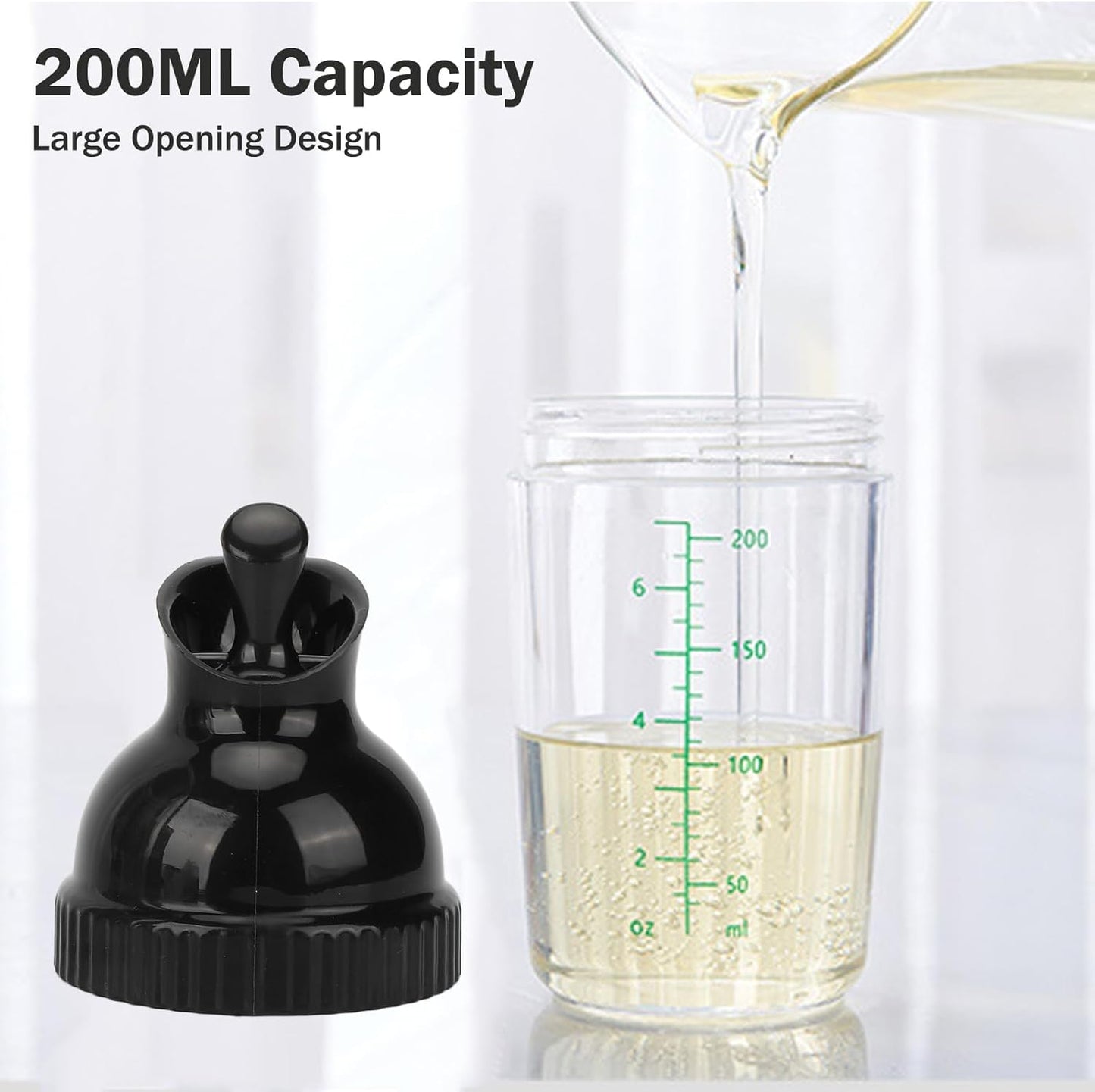 200ml Salad Dressing Shaker Container Condiment Bottles Salad Dressing Bottles Leakage Proof Salad Dressing Jar with Lid for Kitchen (Black)