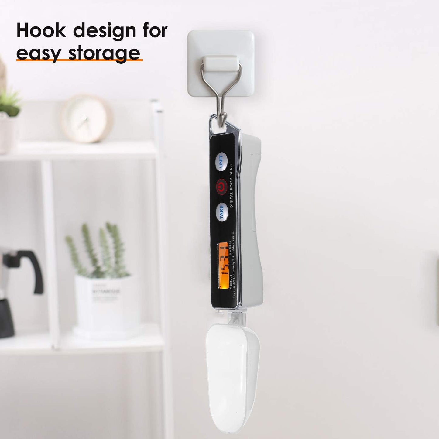 Spoon Scale, Digital Spoon Scale Electronic Measuring Spoon Scale Household Kitchen Spoon Scale Food Scale with Tare Function Capacity 0.05g to 500g Support Unit g/oz/gn/ct/