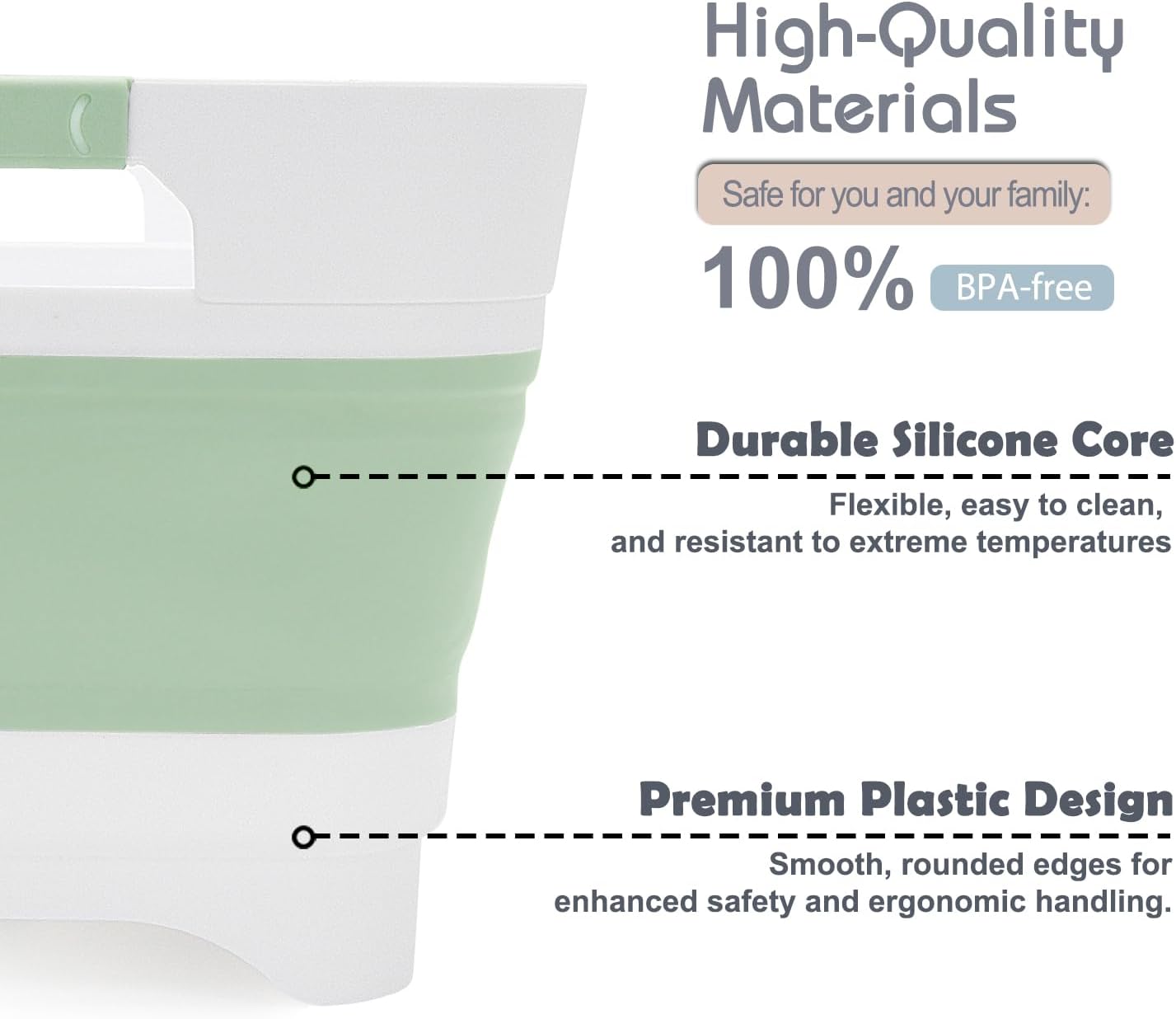 Collapsible Dish Basin with Drain Plug, 2.4 Gal 9L Foldable Wash Basin, Portable Sink Tub for Kitchen, Baby Bottles, Camping, RV, Vegetable Washing and Beverage Tub, Gray