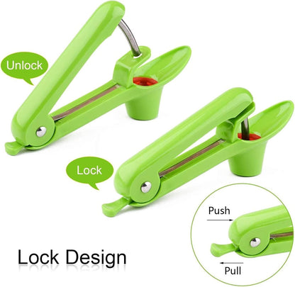 Cherry Pitter Tool, Heavy-Duty Cherry Seed Core Remover, Cherry Pitter Remover Tool with Space-Saving Lock Design, Pit Remover for Cherries (Green)
