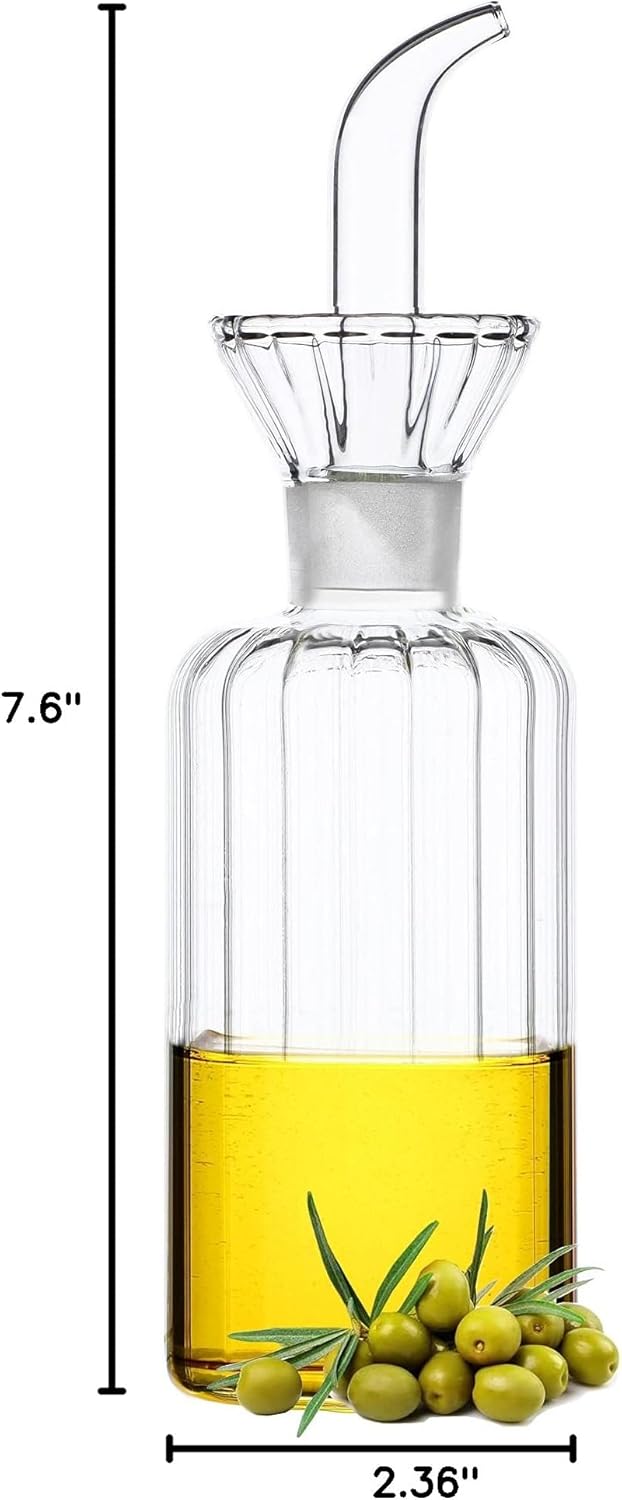 16 oz/480ml Non-Drip Olive Oil Dispenser Bottle 100% Glass Oil Carafe Decanter for Kitchen Oil & Vinegar Cruet for Cooking & BBQ