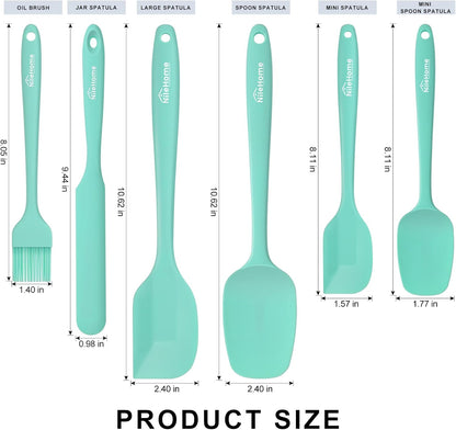 NileHome Silicone Spatula Set, 6 Pieces Food Grade Kitchen Utensils with Silicone Brush Heat Resistant Up to 600°F Dishwasher Safe BPA-Free Rubber Spatula for Scraping, Baking, Cooking, Mixing-Black
