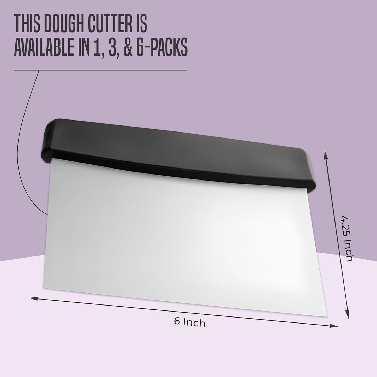 OCS Parts 3-Pack 6" Stainless Steel Dough Cutter and Bench Scraper | White Handle | Cutter for Pizza Dough, Bread, and Pastry Dough | Multipurpose Kitchen Utensil