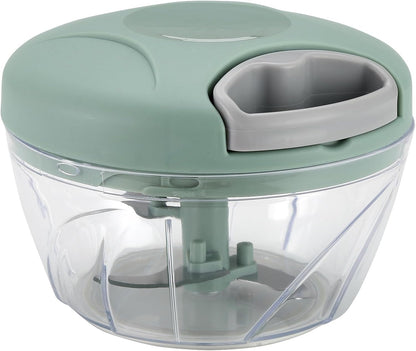 Hand Pull String Vegetable Chopper Food Processor - Garlic Mincer Onion Cutter for Ginger, Fruits, Nuts, Herbs (Green 500ml)