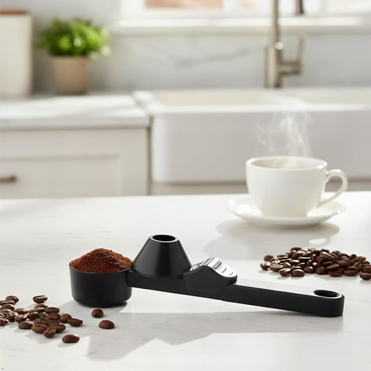Scoop Funnel Measuring Spoon, 1 Pack 2 Tbsp Scoop with Built-In Funnel and Leveler, for Protein Powder, Pre-Workout and Ground Coffee, Anti-Spill Pouring Tool