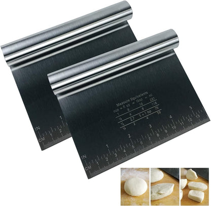 2-PCS Set Food Grade Stainless Steel Bench Scraper/Pastry Cutter - Chopper For Chopping Food Such As Dough, Pizza, Spaghetti, Noodles And Biscuits