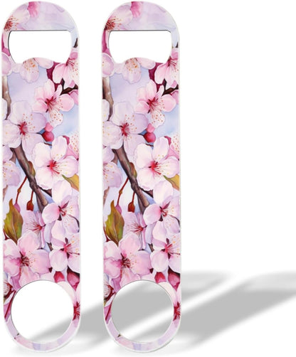 2 PACK Beer Bottle Opener, Stainless Steel Flat Bottle Openers,7 inch Metal Decor,Pink And Gold Marble