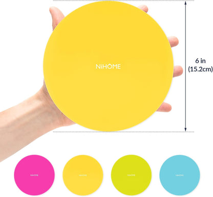 NIHOME Silicone Jar Opener – 6 Inch Large Anti-Slip Grip Pads, Premium 100% Food-Grade Silicone, Stylish Designer Colors, Multi-Purpose Heat-Resistant Mat & Coaster, Set of 4