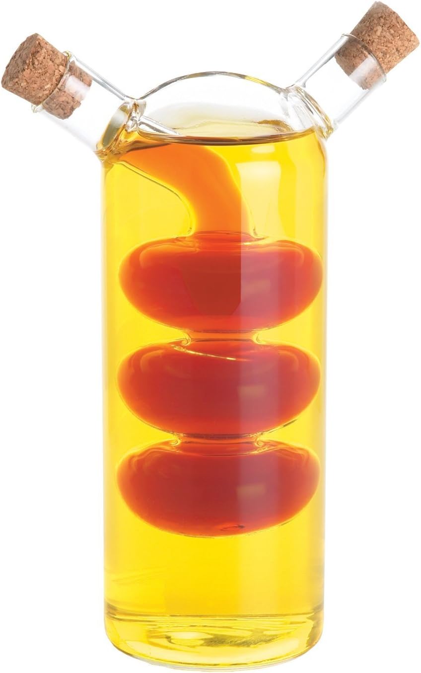 Fox Run 7050 Run Grape Motif Oil and Vinegar Cruet Dispenser Bottle, Clear Borosilicate Glass
