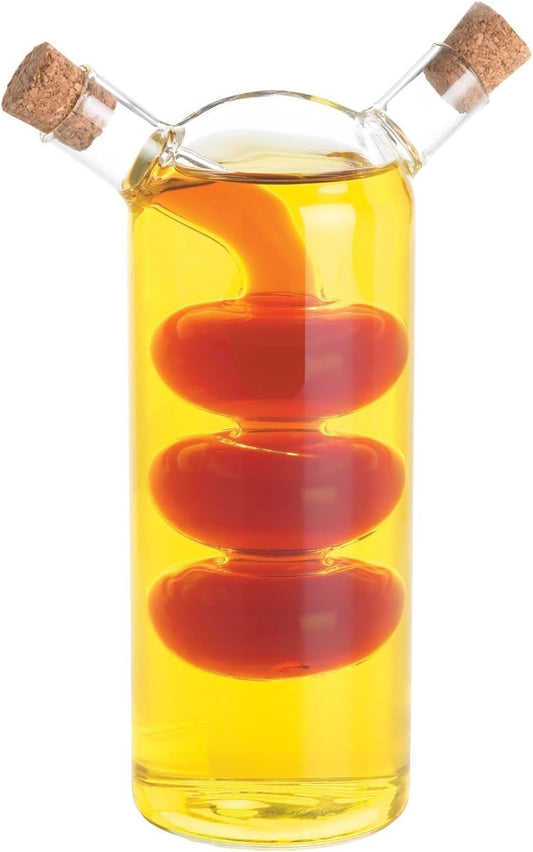 Fox Run 7050 Run Grape Motif Oil and Vinegar Cruet Dispenser Bottle, Clear Borosilicate Glass