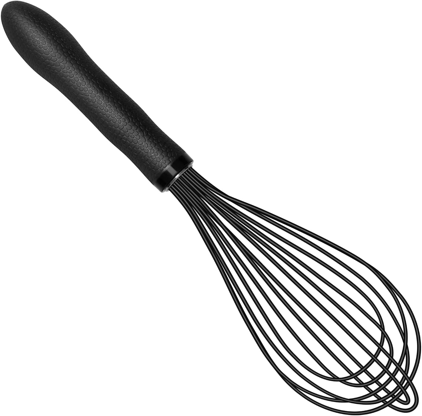 TEEVEA Silicone Whisk Set Non Scratch BPA Free for Nonstick Cookware, 3 Piece 8/10/12 Inch Stainless Steel Core Heat Resistant, Egg Beater for Cooking Baking, Black
