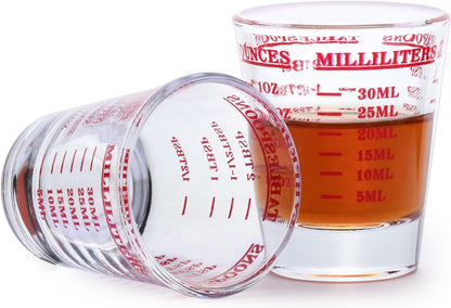 DS. DISTINCTIVE STYLE 120 Milliliter Measuring Cup 2 Pieces Shot Glass Measuring Cup with 4 Kinds of Measuring Scale for Small Amount Liquid (Red, 120 ml)