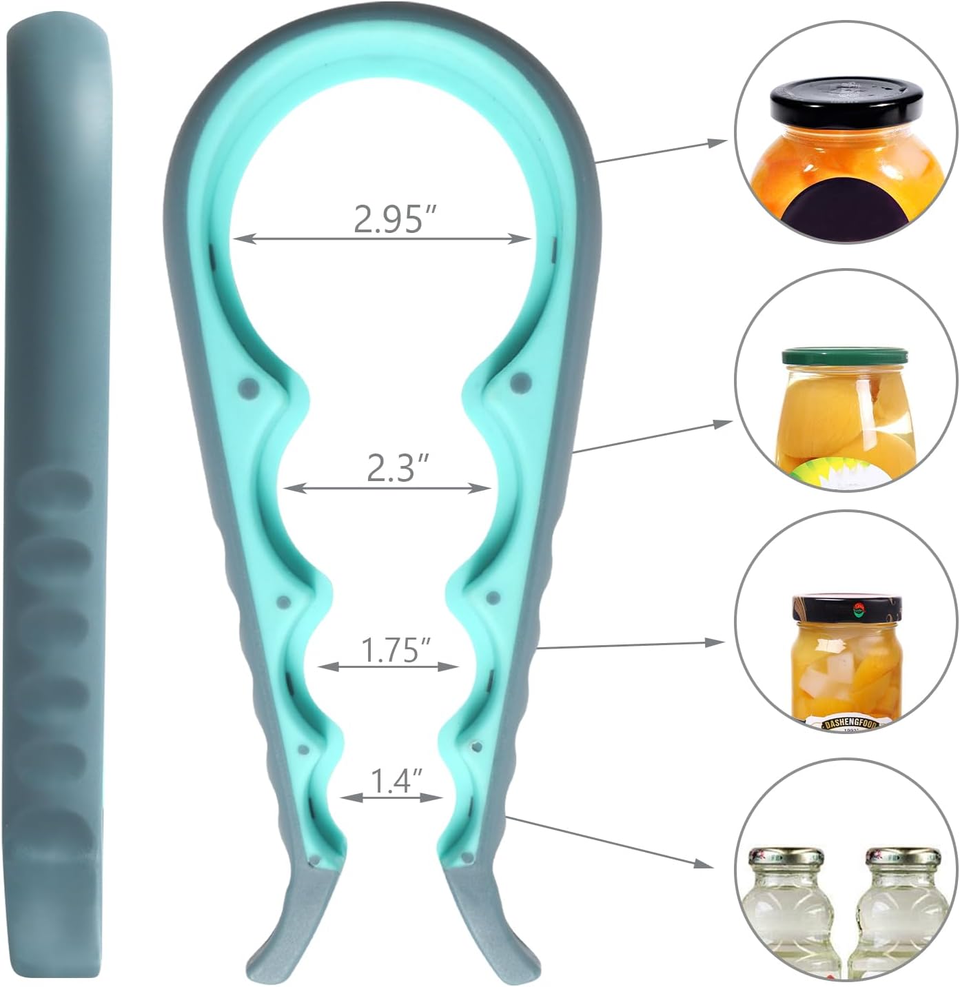 Jar Opener, 5 in 1 Multi Function Can Opener Bottle Opener Kit with Silicone Handle Easy to Use for Children, Elderly and Arthritis Sufferers (Apple Red）