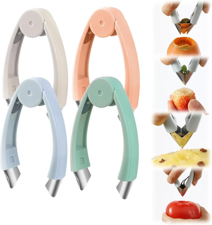 Multifunctional Pineapple Corer and Slicer, Pineapple Eye Remover Tool, Stainless Steel Cutter Strawberry Stem Remover Quickly Cut and Remove Tweezers Kitchen Tools (2, GREY)