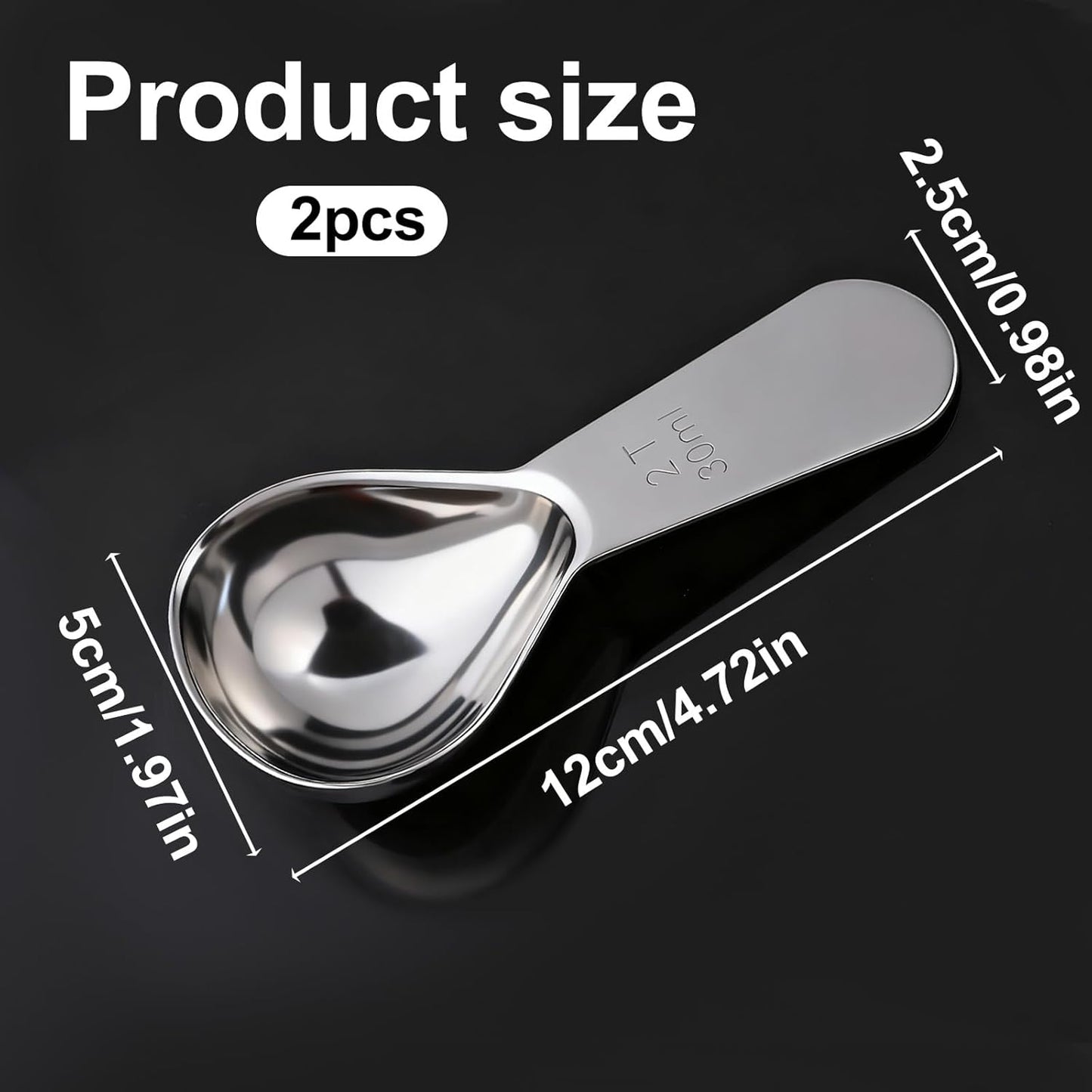 2 Pieces Coffee Scoop 2 Tablespoon Stainless Steel Measuring Spoons 30ml Metal Measuring Scooper Heavy Duty Short Handle Scooper for Canisters Coffee Beans Tea Sugar Flavourings