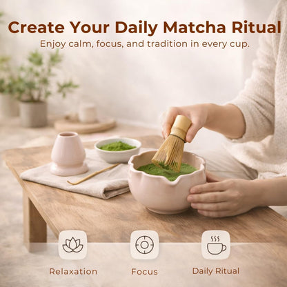 Sukami Ceramic Matcha Set – Complete Matcha Kit with Bowl, Whisk & Holder – Sakura Japanese Tea Ceremony Set – Easy Starter Matcha Set for Beginners – Matcha Gift Set