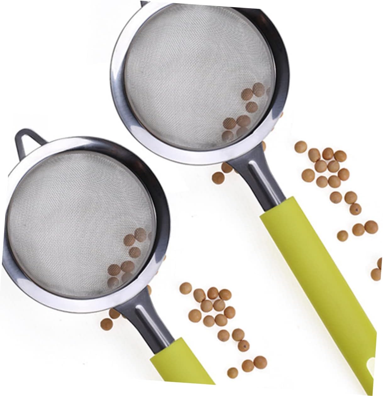 MAGICLULU 2pcs Handheld Flour Sifter Set, Stainless Steel Fine Mesh Powder Strainer, Manual Kitchen Food Colander for Baking, Ergonomic Grip Sieve for Cake Pastry Sifting and Soybean Milk Filtering