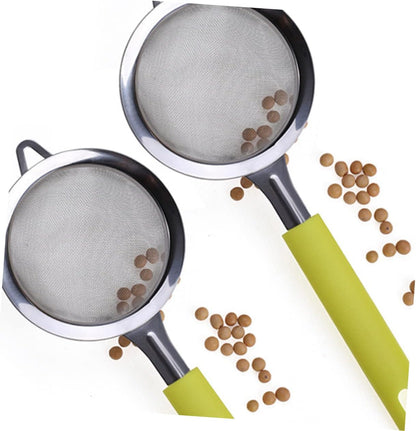 MAGICLULU 2pcs Handheld Flour Sifter Set, Stainless Steel Fine Mesh Powder Strainer, Manual Kitchen Food Colander for Baking, Ergonomic Grip Sieve for Cake Pastry Sifting and Soybean Milk Filtering