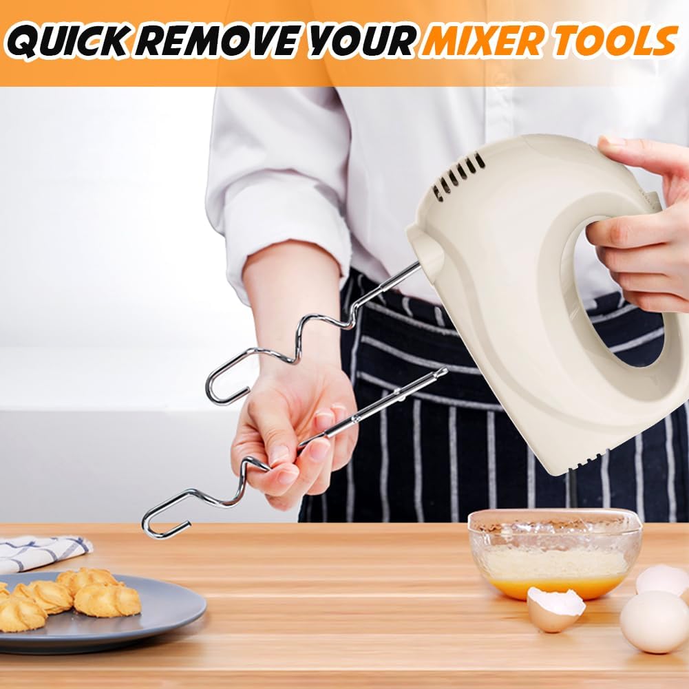 Hand Mixer, 5-Speed Electric Whisk with Turbo Boost Includes 5 Stainless Steel Attachments - Great Stand Mixer Alternative for Baking Cakes, Bread & More