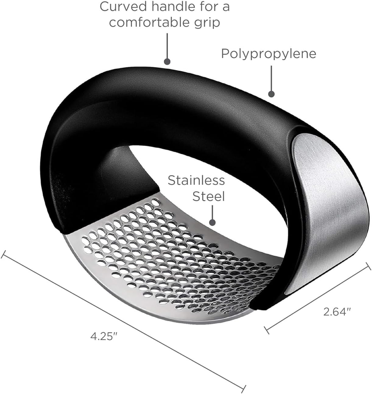 Garlic Press Rocker - Stainless Steel Garlic Crusher, Mincer and Chopper with Peeler & Scraper, Easy Kitchen Gadget for Effortless Smashing garlic crusher stainless steel