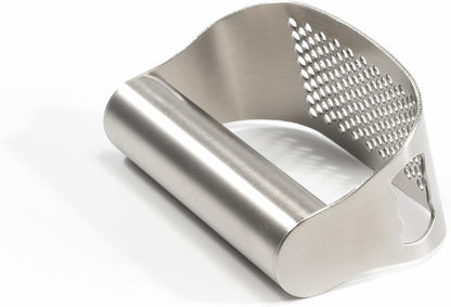 304 Stainless Steel Garlic Press Rocker - Premium Garlic Mincer Garlic Crusher - and Scraper - Comfortable Grip (No opener)