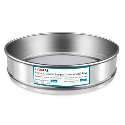 304 Stainless Steel Mesh Lab Sieve, 10 Mesh (2mm) Aperture Test Sieve, 7.9Inch(20cm) Diameter Economy Standard Analysis Sample Test Sieves for Industrial Laboratory Homes - Colors B
