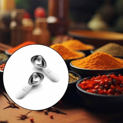 2PCS Stainless Steel Coffee Scoops, 2 Tbsp Measuring Spoons (30ml), Short Handle Tablespoons for Coffee, Tea, Sugar, Kitchen Gift Set (Silver)