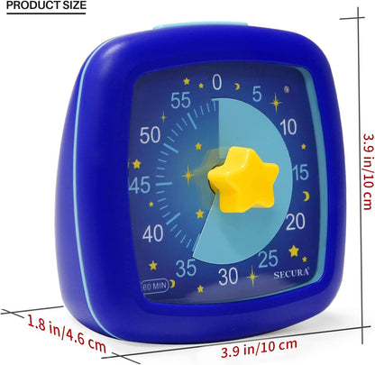 Secura 60-Minute Visual Timer, Silent Study Timer for Kids and Adults, Time Clocks, Time Management Countdown Timer for Teaching (Navy Blue & Navy Blue)