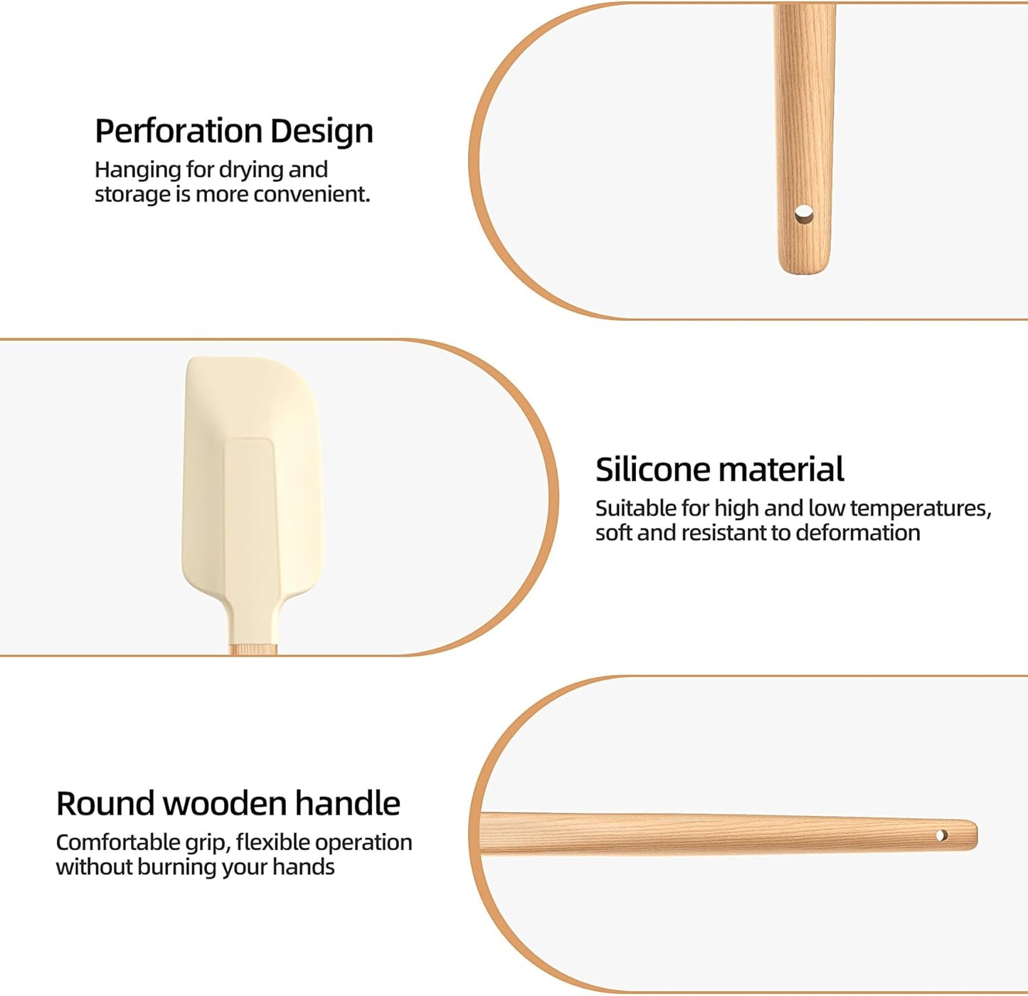 Wooden Handle Silicone Rubber Spatula Set 5 Piece for Kitchen Baking, Jars,Cooking, and Mixing High Heat Resistant Non Stick Dishwasher Safe BPA-Free (Pink)