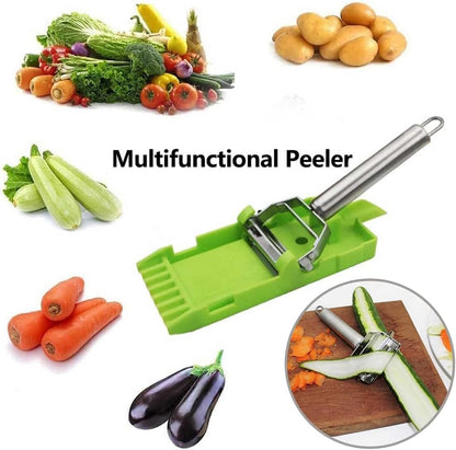 Multi Double Knife Peeler, Multi Peeler Double Blade, Multi Double Knife Peeler with Grating Plate, Julienne Strips for Potato, Orange, Lemon, Fruit, and Vegetable, Vegetable Peeler